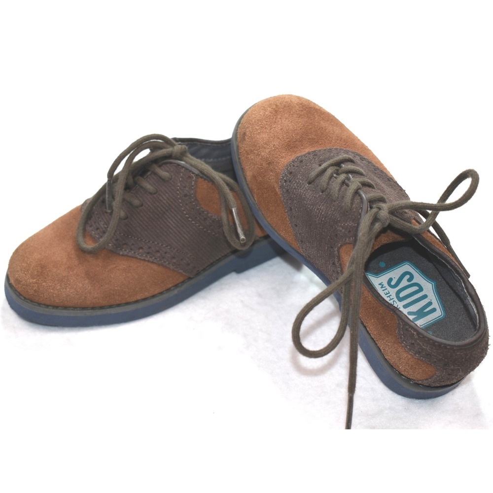Florsheim Kids Brown Suede Corduroy Saddle Shoes Oxford Brogue 10M